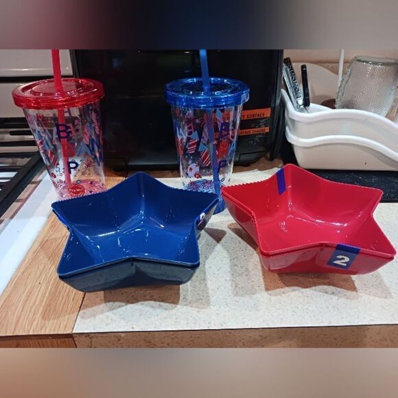 Patriotic 4th of July Red & Blue Bowls and Light Up Cups - Picture 3 of 8